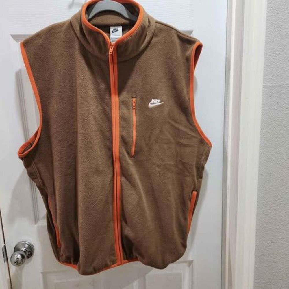 Nike Men's Therma-FIT Fleece Vest Brown/Orange Size L